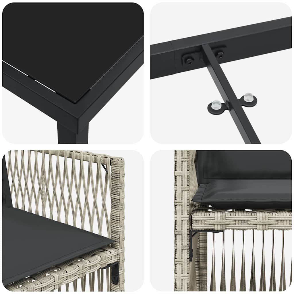 Garden Dining Set 9 pcs Light Grey Powder-Coated Steel