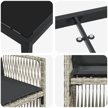 Garden Dining Set 9 pcs Light Grey Powder-Coated Steel