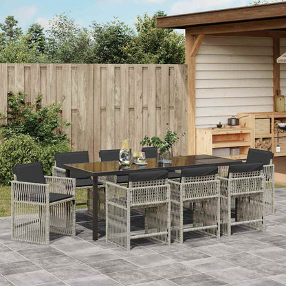 Garden Dining Set 9 pcs Light Grey Powder-Coated Steel