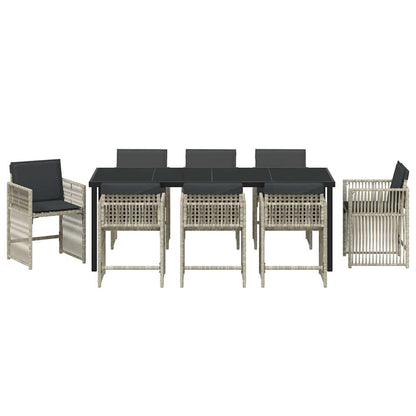 Garden Dining Set 9 pcs Light Grey Powder-Coated Steel