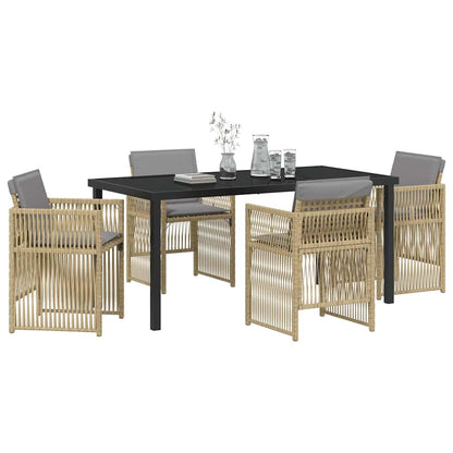 Garden Dining Set 5 pcs Beige Powder-Coated Steel