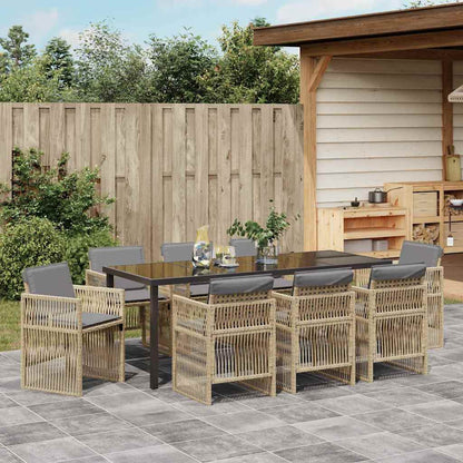 Garden Dining Set 9 pcs Beige Powder-Coated Steel