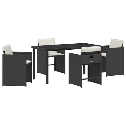 Garden Dining Set 5 pcs Black Poly Rattan
