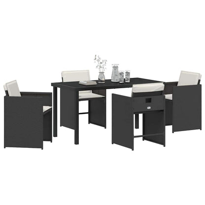 Garden Dining Set 5 pcs Black Poly Rattan