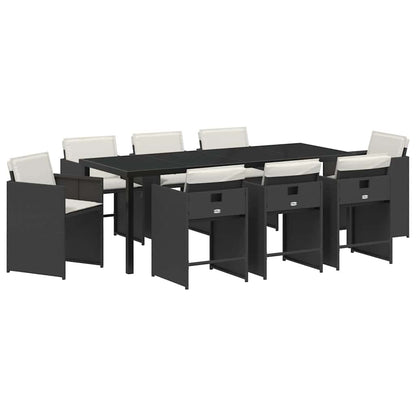 Garden Dining Set 9 pcs Black Poly Rattan