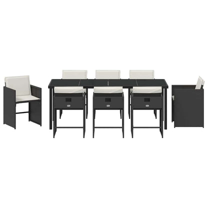Garden Dining Set 9 pcs Black Poly Rattan