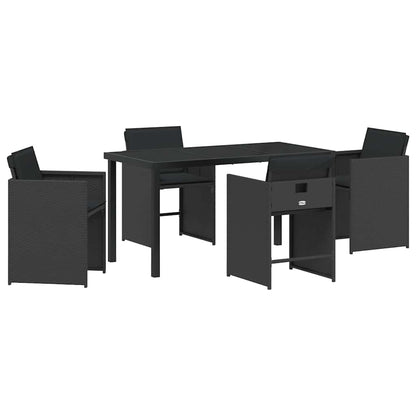 Garden Dining Set 5 pcs Black Poly Rattan