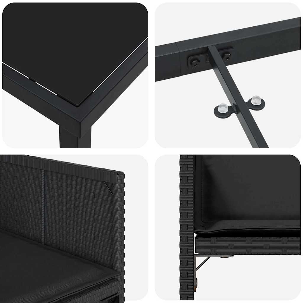 Garden Dining Set 9 pcs Black Poly Rattan