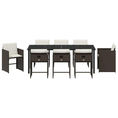 Garden Dining Set 9 pcs Brown Poly Rattan