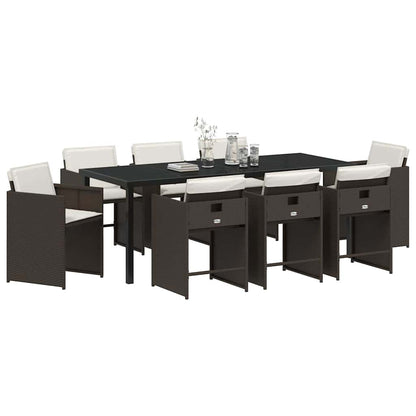 Garden Dining Set 9 pcs Brown Poly Rattan