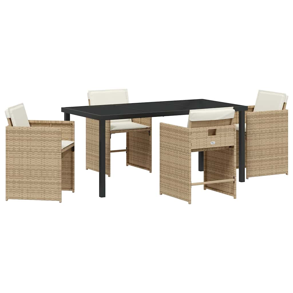 Garden Dining Set 5 pcs Beige Poly Rattan