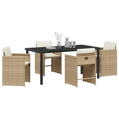 Garden Dining Set 5 pcs Beige Poly Rattan