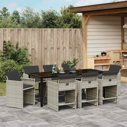 Garden Dining Set 9 pcs Light Grey Poly Rattan
