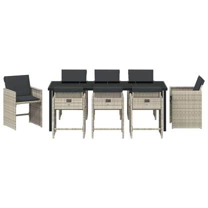 Garden Dining Set 9 pcs Light Grey Poly Rattan