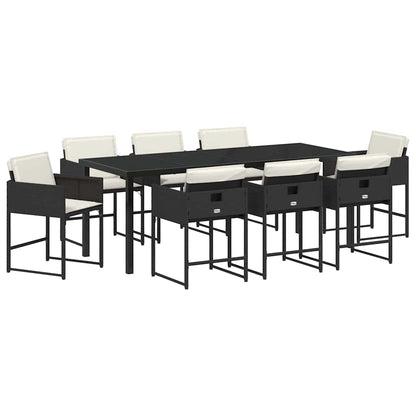 Garden Dining Set 9 pcs Black Poly Rattan