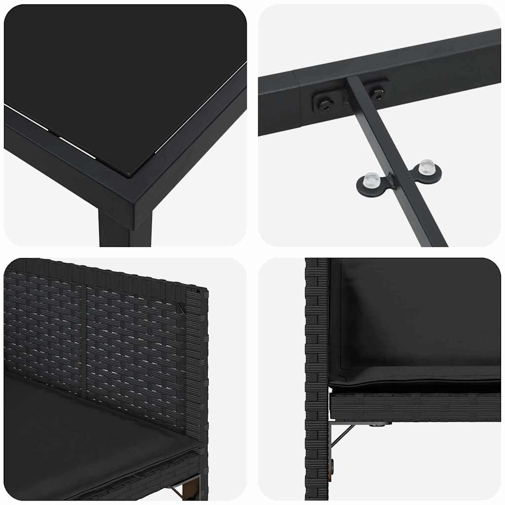 Garden Dining Set 9 pcs Black Poly Rattan