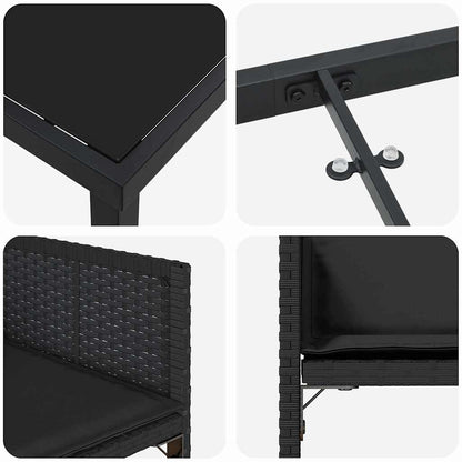 Garden Dining Set 9 pcs Black Poly Rattan