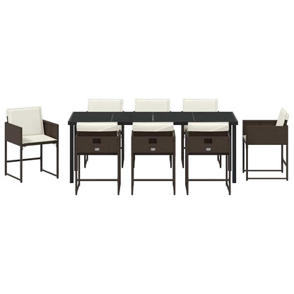 Garden Dining Set 9 pcs Brown Poly Rattan