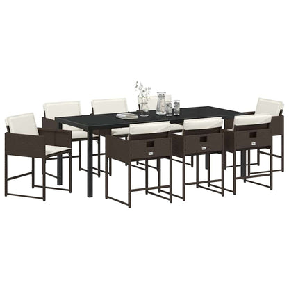 Garden Dining Set 9 pcs Brown Poly Rattan