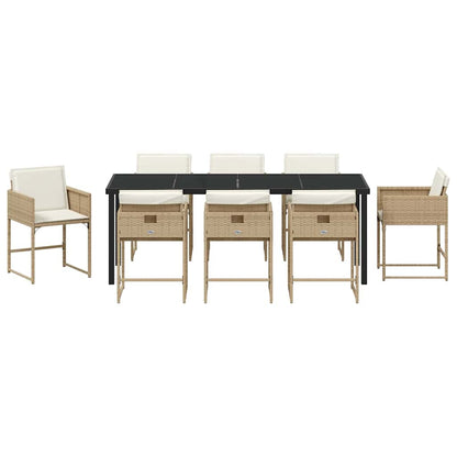 Garden Dining Set 9 pcs Beige Poly Rattan
