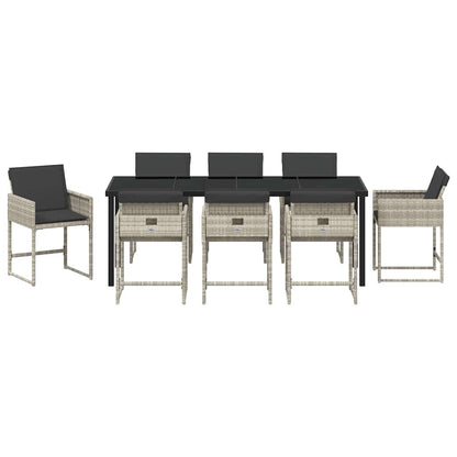 Garden Dining Set 9 pcs Light Grey Poly Rattan