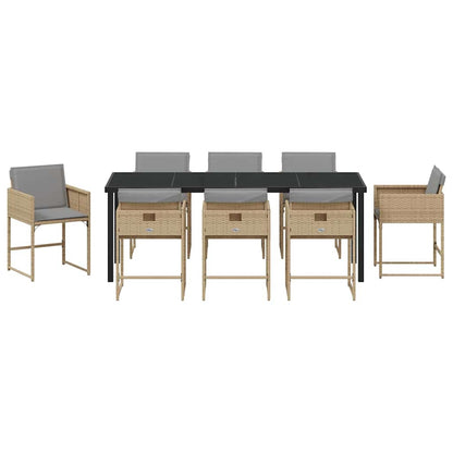 Garden Dining Set 9 pcs Beige Poly Rattan