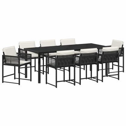 Garden Dining Set 9 pcs Black Poly Rattan