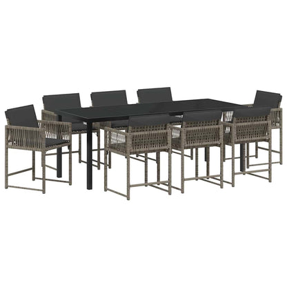 Garden Dining Set 9 pcs Grey Poly Rattan