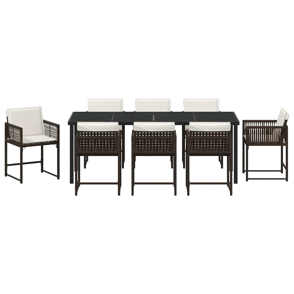 Garden Dining Set 9 pcs Brown Poly Rattan
