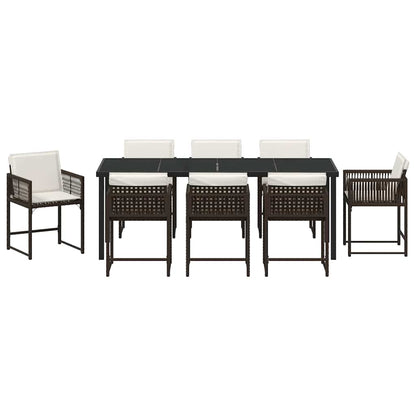 Garden Dining Set 9 pcs Brown Poly Rattan