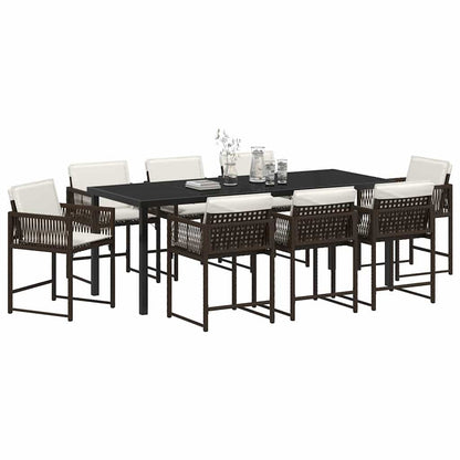 Garden Dining Set 9 pcs Brown Poly Rattan
