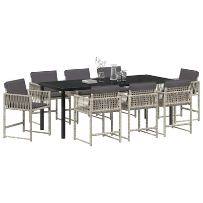 Garden Dining Set 9 pcs Light Grey Poly Rattan