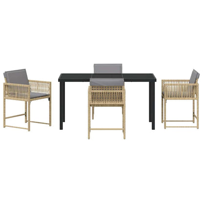 Garden Dining Set 5 pcs Beige Poly Rattan