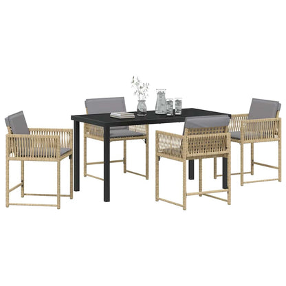 Garden Dining Set 5 pcs Beige Poly Rattan