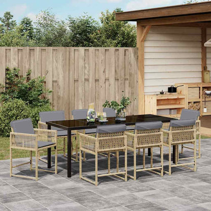Garden Dining Set 9 pcs Beige Poly Rattan