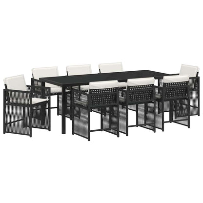 Garden Dining Set 9 pcs Black Poly Rattan