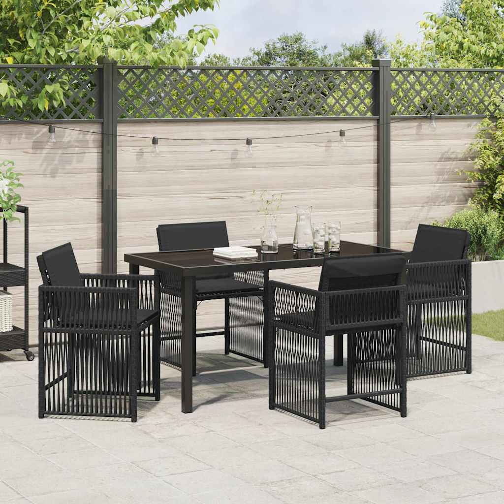 Garden Dining Set 5 pcs Black Poly Rattan