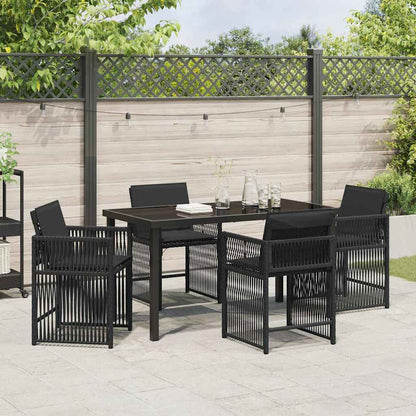 Garden Dining Set 5 pcs Black Poly Rattan