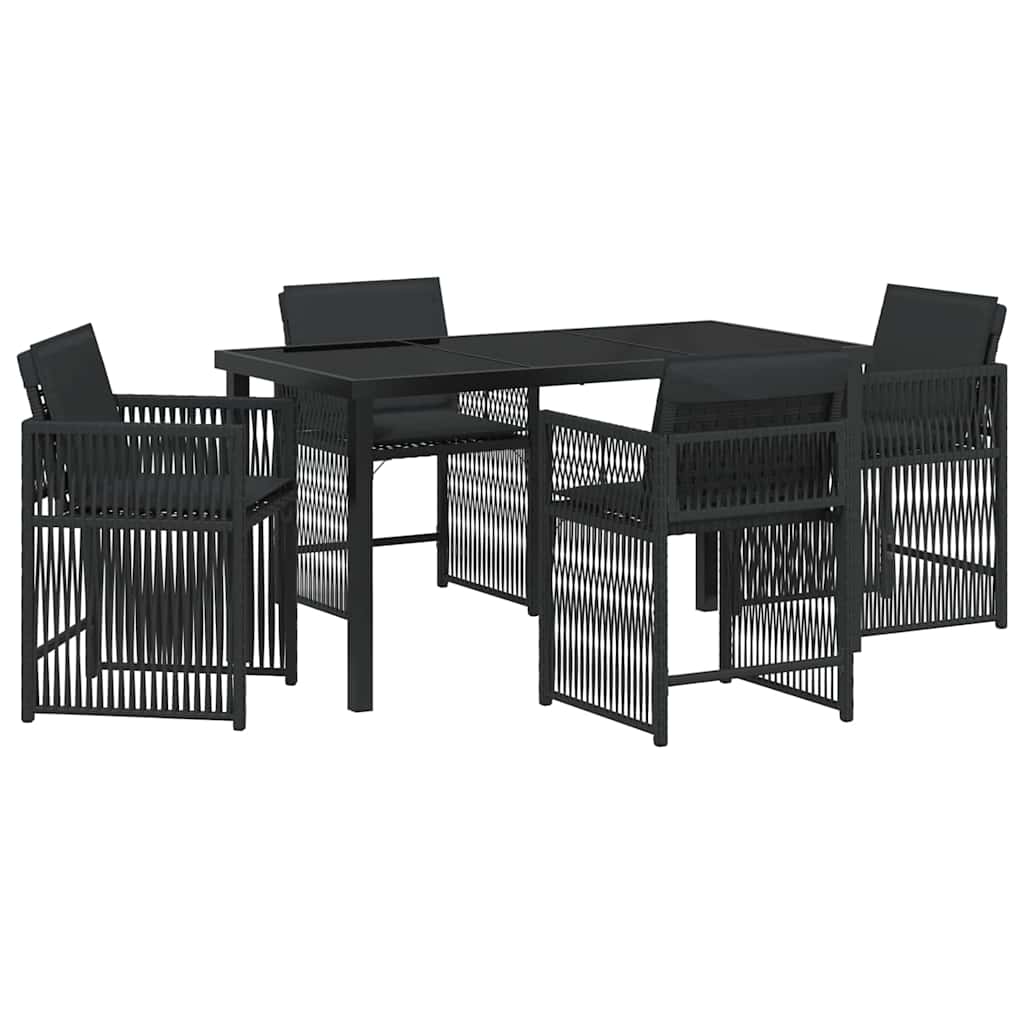 Garden Dining Set 5 pcs Black Poly Rattan