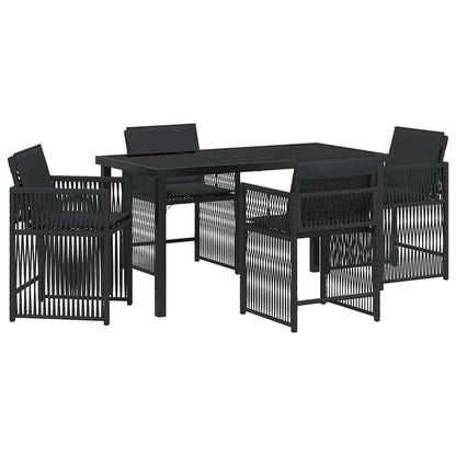 Garden Dining Set 5 pcs Black Poly Rattan