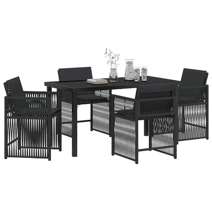 Garden Dining Set 5 pcs Black Poly Rattan