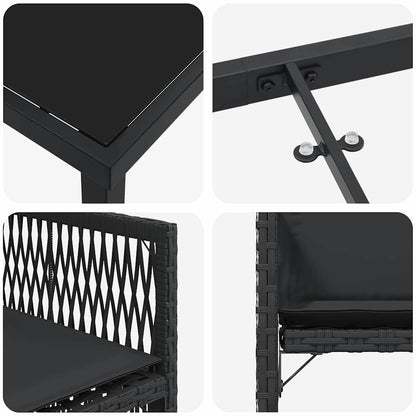 Garden Dining Set 9 pcs Black Poly Rattan