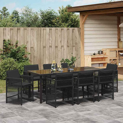 Garden Dining Set 9 pcs Black Poly Rattan