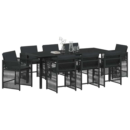 Garden Dining Set 9 pcs Black Poly Rattan