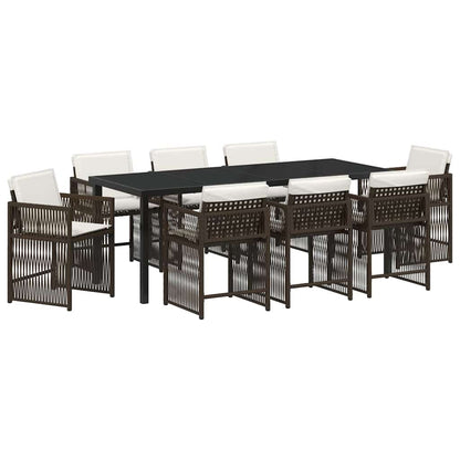 Garden Dining Set 9 pcs Brown Poly Rattan