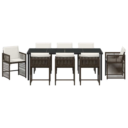 Garden Dining Set 9 pcs Brown Poly Rattan