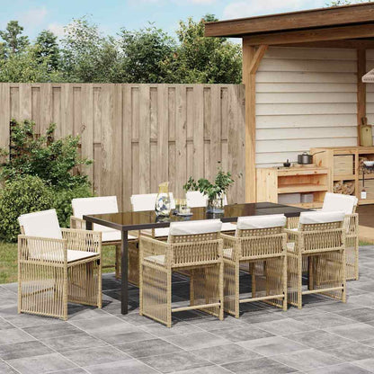 Garden Dining Set 9 pcs Beige Poly Rattan