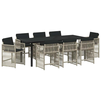 Garden Dining Set 9 pcs Light Grey Poly Rattan
