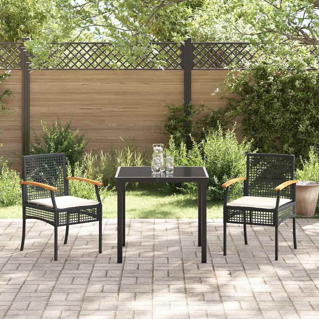 Garden Dining Set 3 pcs Black Poly Rattan