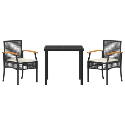 Garden Dining Set 3 pcs Black Poly Rattan